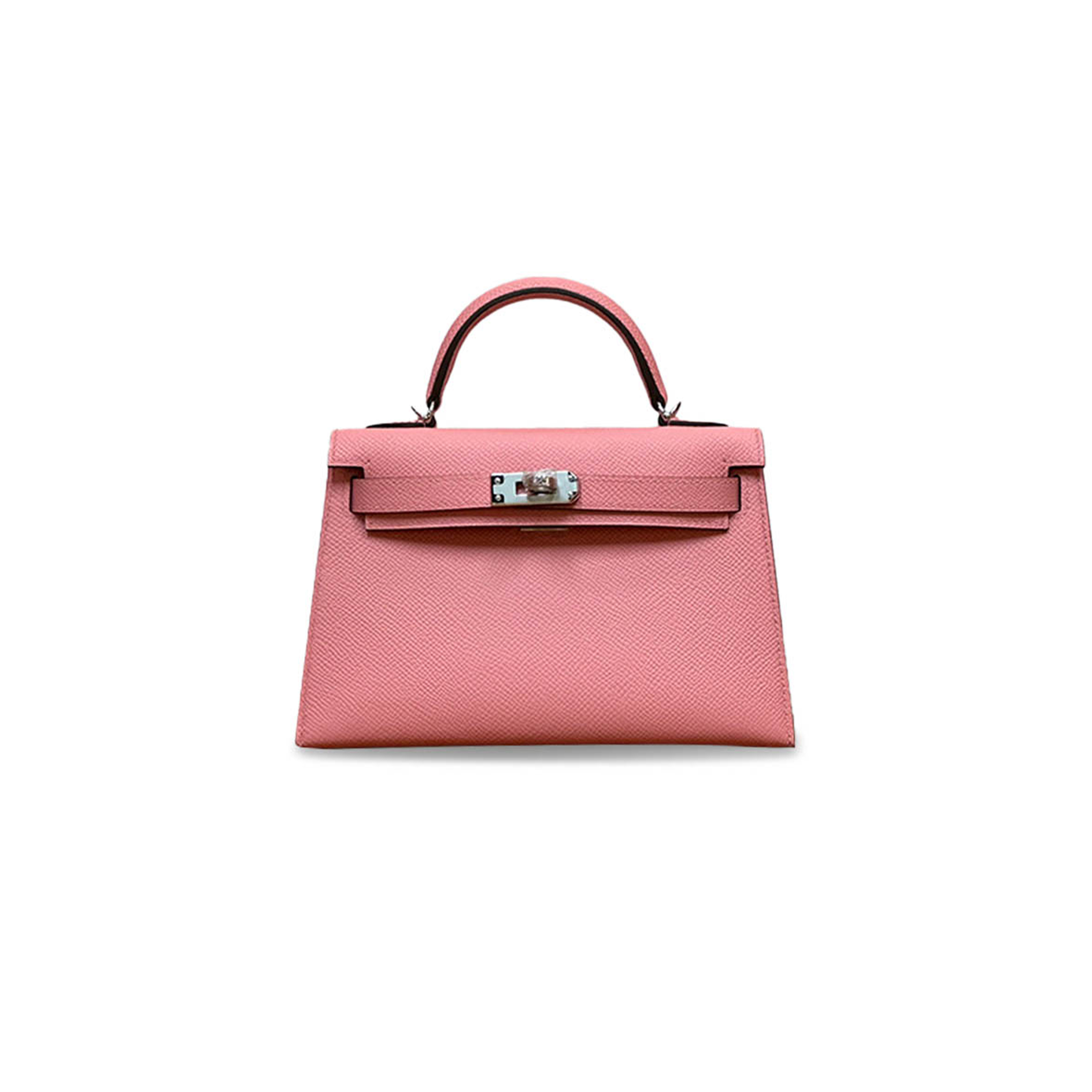 HERMÈS MINI KELLY II EPSOM MILKSHAKE POWDER SILVER BUCKLE (19*12*5.5cm)